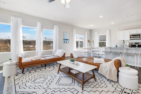 Sofas turn into sleeper futons - perfect for extra guests!