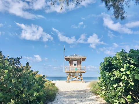 Beach nearby, sun loungers, beach towels