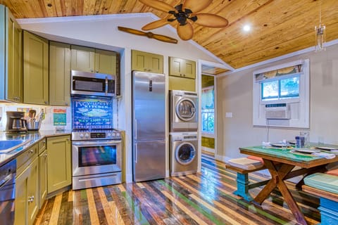 Kitchen and dining area with seating for 6