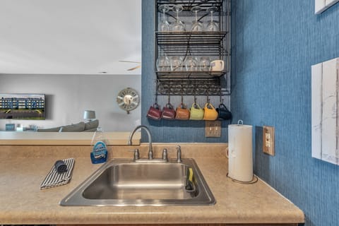 Plenty of wine glasses for the evening and coffee cups for the morning.