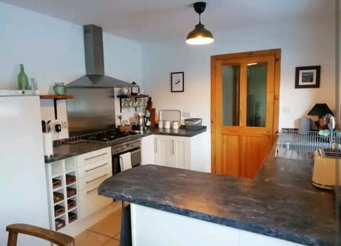Large kitchen with table seating 7