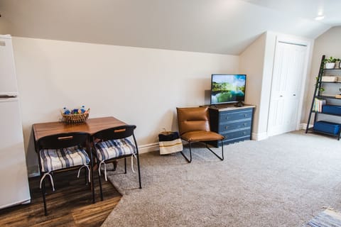 Table and living room area.