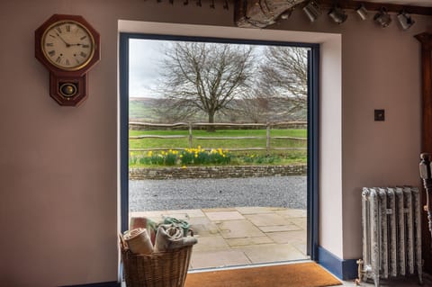 Kitchen view with doors open