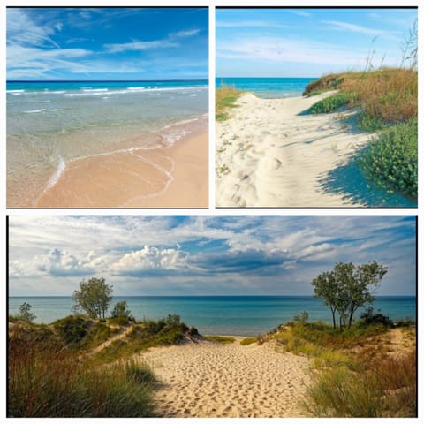 Beach nearby, sun loungers