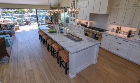 Indoor/outdoor space allows for beautiful views and access to waterfront.