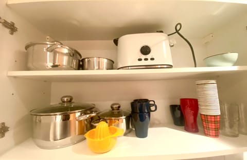 Microwave, coffee/tea maker, electric kettle, toaster