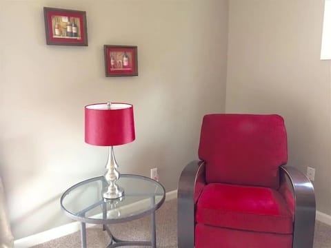 Downstairs bedroom seating area