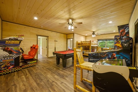 A spectacular game room entertains kids of all ages!