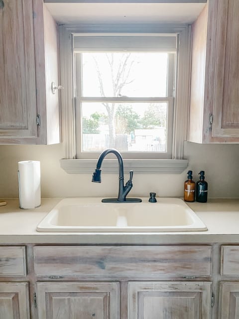 Combined shower/tub, hair dryer, towels, soap