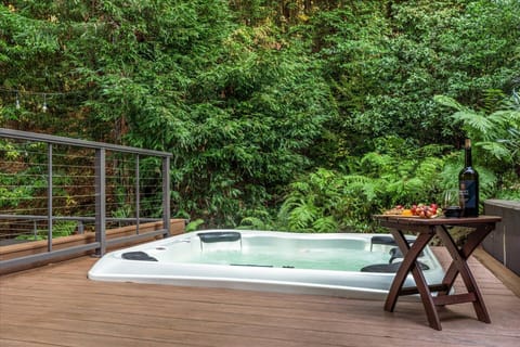 Easy in and out with this sunken hot tub
