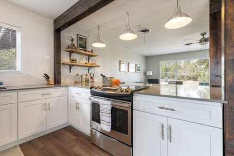 Full kitchen with a huge island for spreading out.