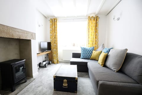 Living room and fireplace