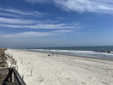 On the beach, sun loungers