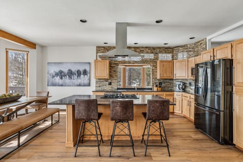 This tabletop/bar doubles as work and dining space.