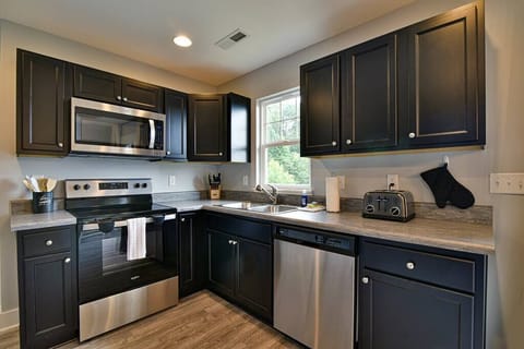 Fully equipped kitchen with all new stainless steel appliances
