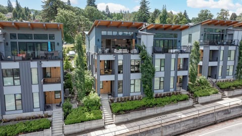 Our home (center, left). Oak Street below and downtown 1-block left.