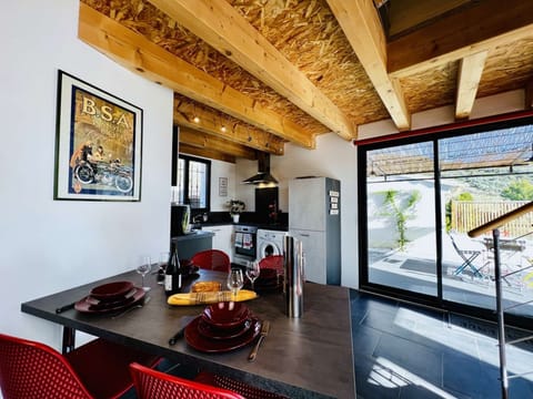 dining table and kitchen