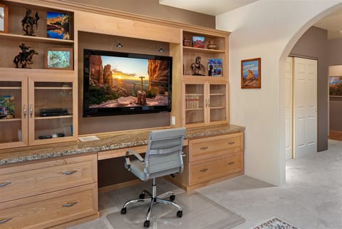 A spacious home office area