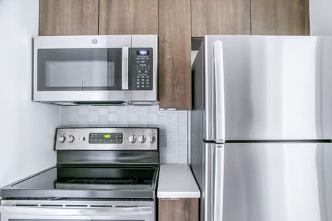 Fridge, microwave, oven, dishwasher