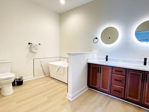 Combined shower/tub, hair dryer