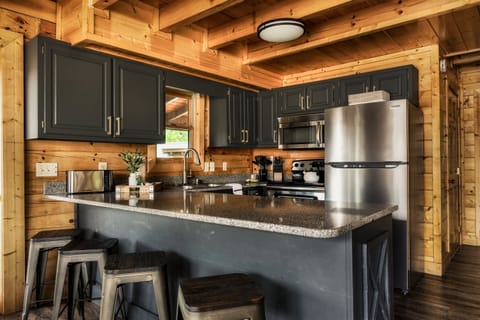 Our kitchen refresh brings a modern touch to a traditional Smokies cabin