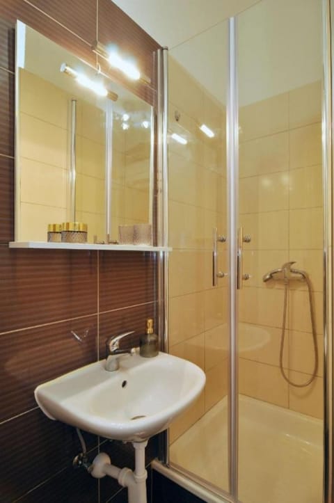 Combined shower/tub, hair dryer, towels