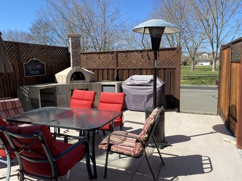 Backyard with gate to park