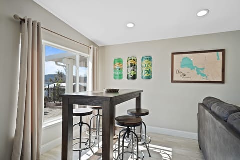 Pub height bar overlooking lake