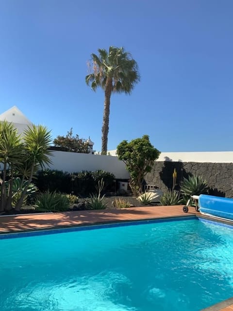 Outdoor pool, a heated pool, sun loungers