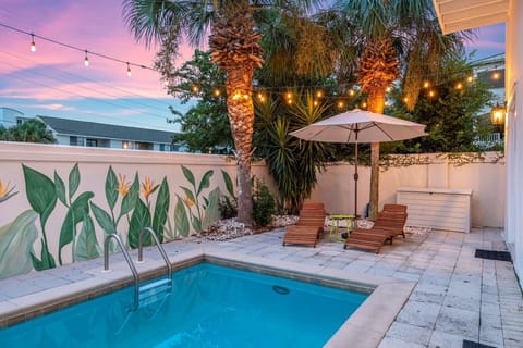 Our NEW private oasis pool with a beautiful custom mural!