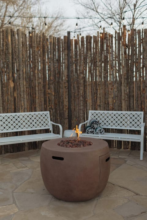 The gas fire pit is easy to light and smokeless. Lots of ambiance, no mess.