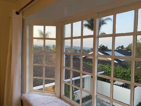 View from upstairs bedroom with blackout curtains