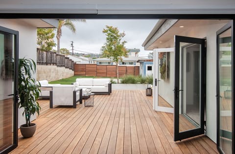 View to backyard from the living room. Master on the right.