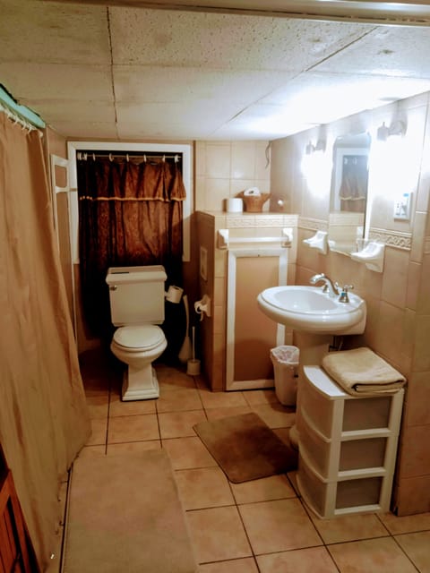 Combined shower/tub, jetted tub, hair dryer, towels