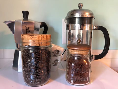 Coffee beans, you grind for your desired cup.