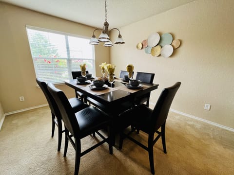 Dining area set up for 6 guests