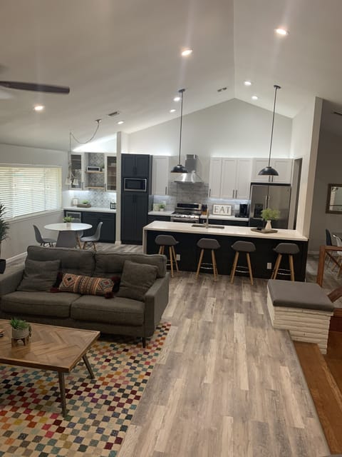 updated kitchen and open concept living area