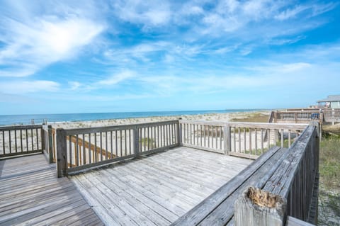 Private Boardwalk with Built-In Seating Overlooking Ocean Crest Pier