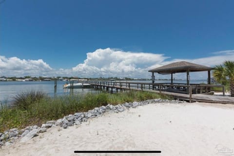 Community boat dock with gazebo and boat slips. Come tie up! 
