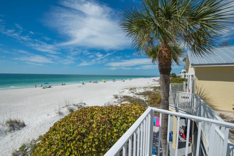 On the beach, sun loungers, beach towels