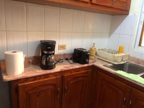 Microwave, coffee/tea maker, cookware/dishes/utensils