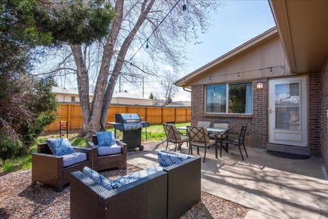 The house has a fenced in front and backyard for your use. Relax and enjoy a meal with friends and family on the patio. Please note the patio furniture may be put into storage during the winter months.