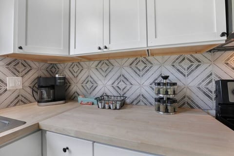 Kitchen counter (coffee maker and spices)