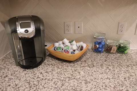 Stocked coffee corner.