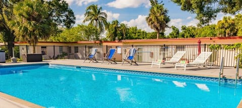 The pool is huge -- 20x40' (6x18m), but it is also very deep. It's a saltwater pool, so you don't get the chemical smell you get from regular pools.