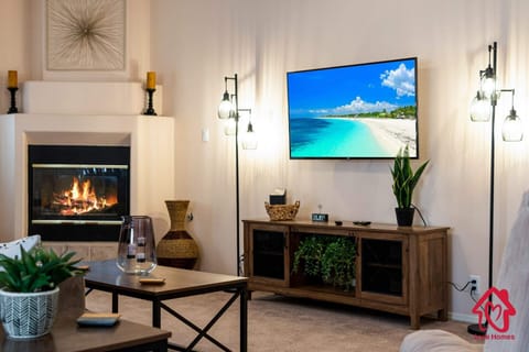 Gas fireplace and large smart tv