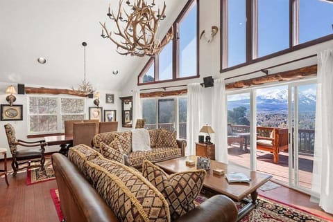 The open-air living/dining room with panoramic views of Mount Sopris