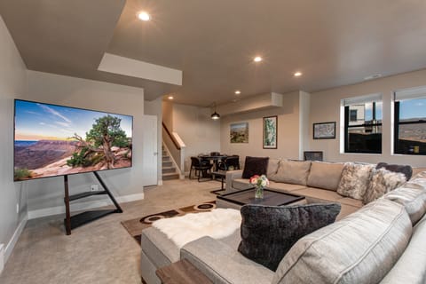 TV, fireplace, streaming services, computer monitors