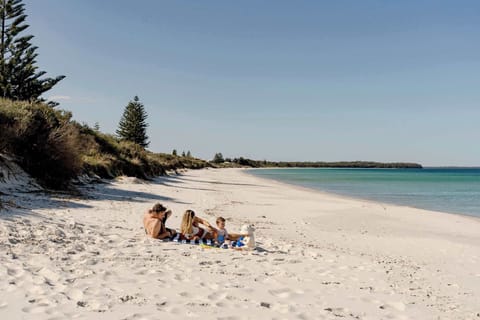 On the beach, beach towels