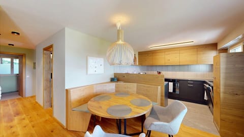 Dining area with open kitchen